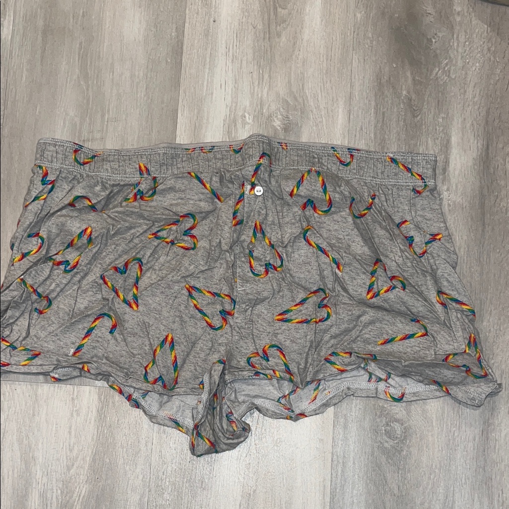 Rainbow Candy Cane Pink Pj Shorts Rainbow Candy Cane Pink Pj Shorts